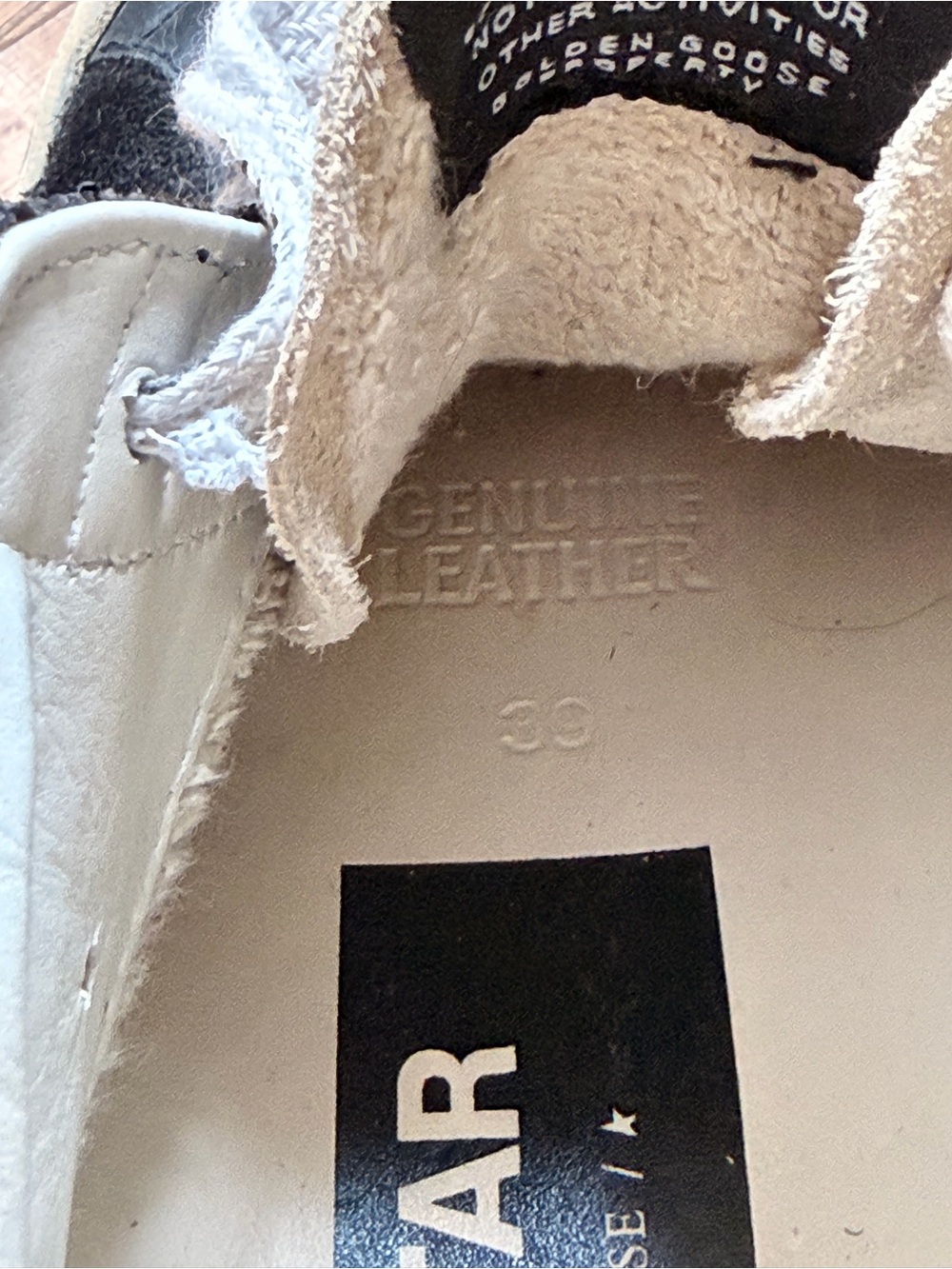 Golden Goose Kids Black and Beige High-Top Sneakers with Gold Glitter Star - Picture 9 of 9